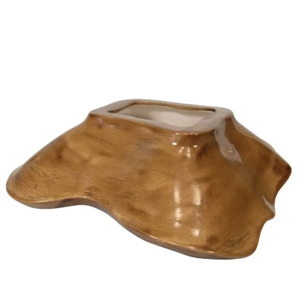 Vintage Ceramic Cigar Cigarette Ashtray Brown Orange Mid Century Modern Lg Swirl